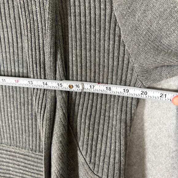 H&M Cardigan Sweater Womens Small Gray Ribbed Open Grandpa Fisherman Lounge Cozy - Picture 7 of 9